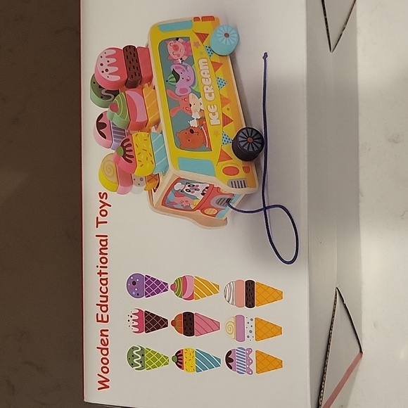Montessori wooden ice cream truck pull along toy new - Picture 3 of 6
